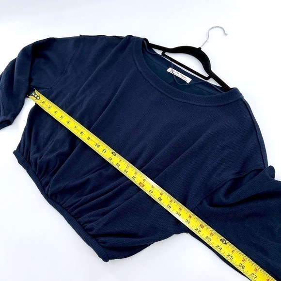 Free People Women Cuddle Bubble Mixed Knit Top Dark Navy Blue Size XS oversized - Picture 10 of 15